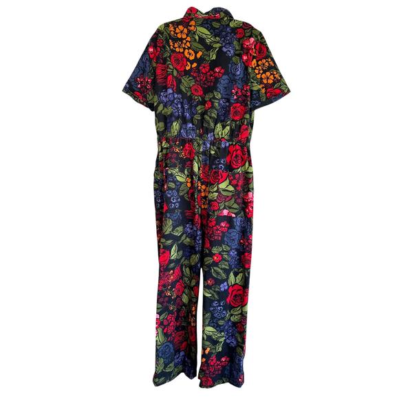 Lucy and Yak Womens Ragan Cotton Jumpsuit Maria Print Size 16 Tall Funky Cottage - Picture 3 of 9